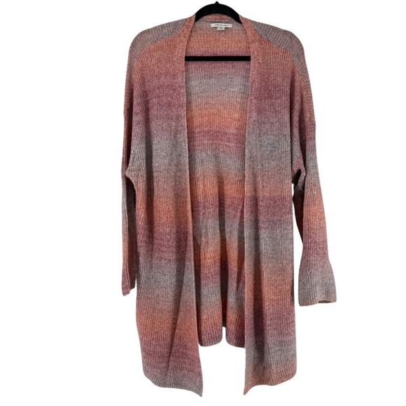 American Eagle Cardigan Sweater Size M Pink Ombre Space Dye Oversized Soft Knit - Picture 1 of 7